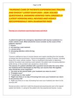 NURSING CARE OF PATIENTS EXPERIENCING TRAUMA  AND SHOCK LATEST EXAM 2025  2026  SOLVED  QUESTIONS &  ANSWERS VERIFIED 100%