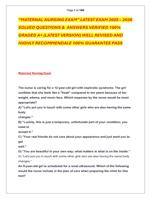 MATERNAL NURSING EXAM LATEST EXAM 2025  2026   SOLVED QUESTIONS &  ANSWERS VERIFIED 100%  GRADED A+
