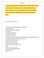 NURSING ASSISTANT STATE EXAM LATEST EXAM 2025  2026  SOLVED QUESTIONS &  ANSWERS VERIFIED  100% GRADED A+