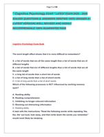 Cognitive Psychology EXAM  LATEST EXAM 2025  2026  SOLVED QUESTIONS &  ANSWERS VERIFIED 100% GRADED A+  (LATEST VERSION)