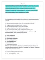 DIGITAL TRANSFORMATION EXAM LATEST EXAM 2025   2026 SOLVED QUESTIONS &  ANSWERS VERIFIED 100%  GRADED A+ (LATEST VERSION)