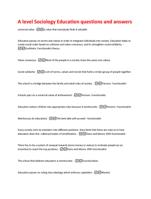 A level Sociology Education questions and answers