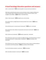 A level Sociology Education questions and answers