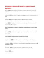 AP Biology Meiosis & Genetics questions and  answers