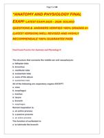 ANATOMY AND PHYSIOLOGY FINAL  EXAM LATEST EXAM 2025  2026  SOLVED  QUESTIONS &  ANSWERS VERIFIED 100% GRADED A+