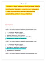 PATHOLOGY EXAMS LATEST EXAM 2025  2026  SOLVED  QUESTIONS &  ANSWERS VERIFIED 100% GRADED A+  (LATEST VERSION)