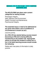 BRIDGE LPN TO RN EXAM 1 WITH VERIFIED  ANSWERS 2025
