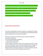 BUSINESS ANALYST CERTIFICATION EXAM 2025  LATEST EXAM 2025  2026  SOLVED QUESTIONS &   ANSWERS VERIFIED 100% GRADED A+