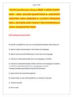 SLPA Certification Exam 2025 LATEST EXAM  2025  2026  SOLVED QUESTIONS &  ANSWERS  VERIFIED 100% GRADED A+