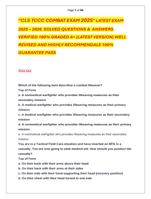 CLS TCCC COMBAT EXAM 2025 LATEST EXAM  2025  2026  SOLVED QUESTIONS &  ANSWERS  VERIFIED 100% GRADED A+