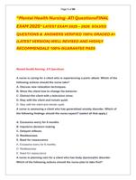 Mental Health Nursing- ATI QuestionsFINAL  EXAM 2025 LATEST EXAM 2025  2026  SOLVED  QUESTIONS &  ANSWERS VERIFIED 100%