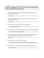 NJDEP Category 7D Food Processing Applicator Exam Questions & Answers