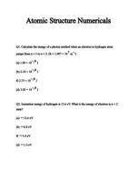 Atomic Structure Numerical Problems for NEET & JEE