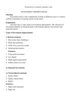 Security Analysis and Portfolio Managment :Investment Opportunities