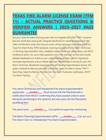 TEXAS FIRE ALARM LICENSE EXAM (TFM 11)  ACTUAL PRACTICE QU