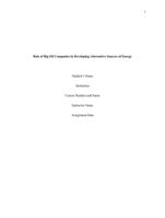 Role of Big Oil Companies in Developing Alternative Sources of Energy