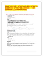 EDUC 701 QUIZ 1 (APA STYLE): 2026 UPDATED QUESTIONS & VERIFIED