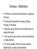 Tinnitus/clinical condition for physiotherapist to review