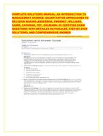 COMPLETE SOLUTIONS MANUAL: AN INTRODUCTION TO MANAGEMENT SCIE