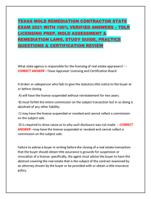 TEXAS MOLD REMEDIATION CONTRACTOR STATE EXAM 2021 WITH 100%
