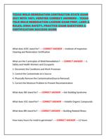 TEXAS MOLD REMEDIATION CONTRACTOR STATE EXAM 2021 WITH 100% V