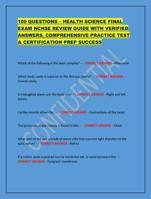 100 QUESTIONS  HEALTH SCIENCE FINAL EXAM NCHSE REVIEW GUIDE