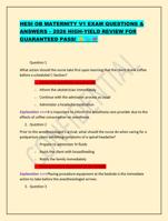 HESI OB MATERNITY V1 EXAM QUESTIONS & ANSWERS  2026 HIGH-YIELD