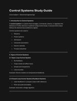Control system study guide for electrical engineering students