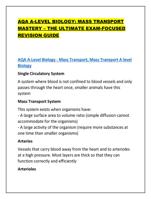 AQA A-LEVEL BIOLOGY: MASS TRANSPORT MASTERY  THE ULTIMATE E