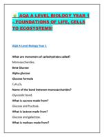 AQA A LEVEL BIOLOGY YEAR 1  FOUNDATIONS OF LIFE, CELL