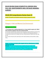 NCLEX REVIEW EXAM (COMPLETE &  VERIFIED) REAL FULL 12