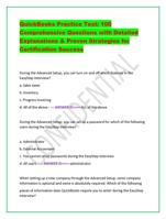 QuickBooks Practice Test: 100  Comprehensive Questions with De