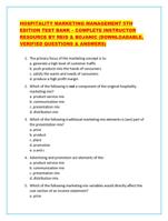 HOSPITALITY MARKETING MANAGEMENT 5TH EDITION TEST BANK  COMPLE