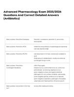 Advanced Pharmacology Exam 2025/2026 (Antibiotics)