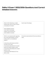 Patho II Exam 1 2025/2026 Questions And Correct Detailed Answers