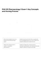 PHN 101 Pharmacology I Exam 1: Key Concepts and Nursing Process
