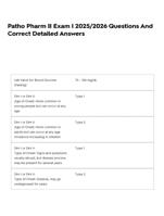Patho Pharm II Exam I 2025/2026 Questions And Correct Detailed Answers