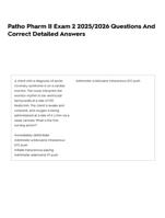 Patho Pharm II Exam 2 2025/2026 Questions And Correct Detailed Answers