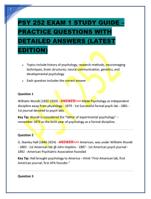 PSY 252 EXAM 1 STUDY GUIDE  PRACTICE QUESTIONS WITH DETA